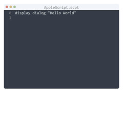 AppleScript language Hello World program sample in editor window