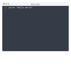 Boo language Hello World program sample in editor window