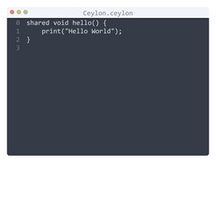 Ceylon language Hello World program sample in editor window