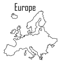 Europe map icon, vector illustration in black isolated on white background.