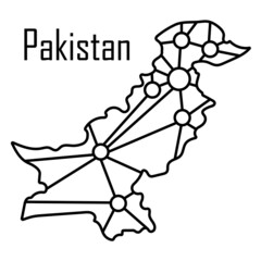 Pakistan map icon, vector illustration in black isolated on white background.