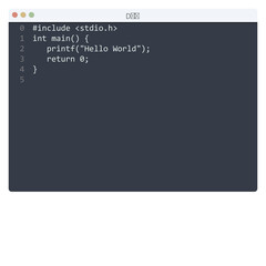 D♭♭ language Hello World program sample in editor window