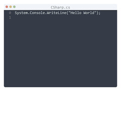 CSharp language Hello World program sample in editor window