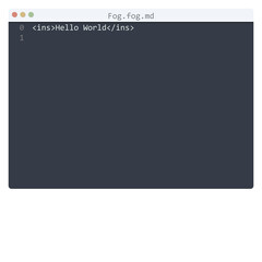 Fototapeta premium Fog.fog language Hello World program sample in editor window