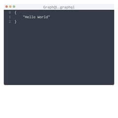 GraphQL language Hello World program sample in editor window