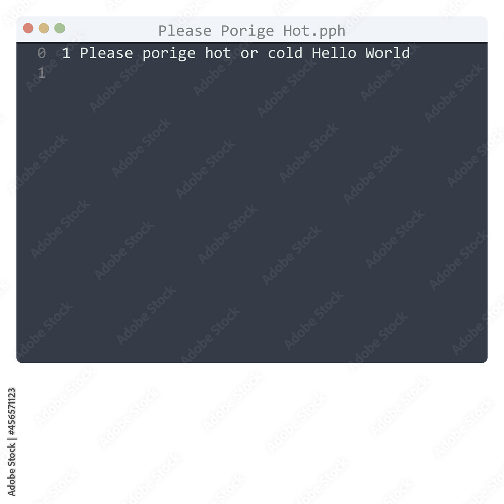 Wall mural please porige hot language hello world program sample in editor window