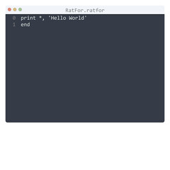 RatFor language Hello World program sample in editor window