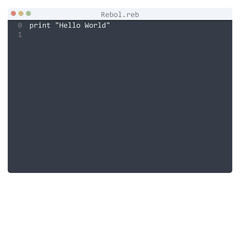 Rebol language Hello World program sample in editor window