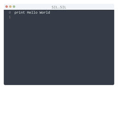 Fototapeta premium SIL language Hello World program sample in editor window