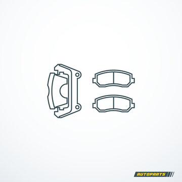 Caliper and brake pads icons. Brake icon set. Vector illustration