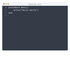 Fototapeta premium Unicon language Hello World program sample in editor window
