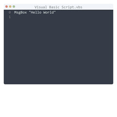 Fototapeta premium Visual Basic Script language Hello World program sample in editor window