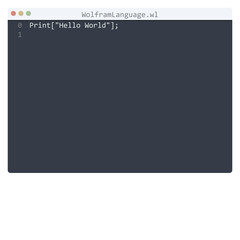 WolframLanguage language Hello World program sample in editor window