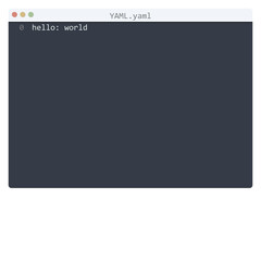YAML language Hello World program sample in editor window