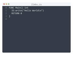 Fototapeta premium Zimbu language Hello World program sample in editor window