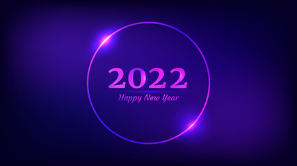 2022 Happy New Year neon background