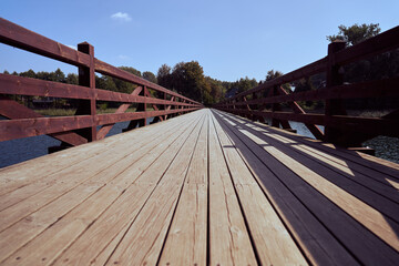 Fototapeta na wymiar A view from a wooden bridge