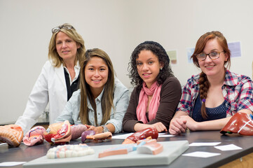 Biology students in classroom with teacher