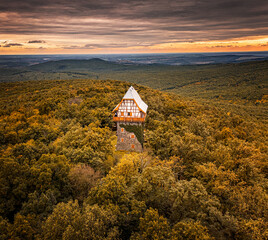 Famous Sasbérc-lookout at Buják, Hungary in autumn	