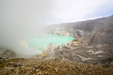 Ijen volcano in East Java, Indonesia