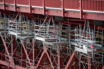 Scaffolds for maintenance work at the San Francisco Golden Gate bridge