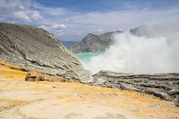 Ijen volcano in East Java, Indonesia
