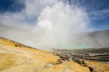 Ijen volcano in East Java, Indonesia