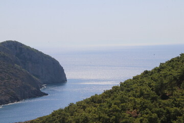 Bay view from the top, top view of the sea between two mountains, sea between two mountains.