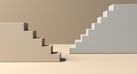 Stairs - Abstract minimal background - 3D render illustration