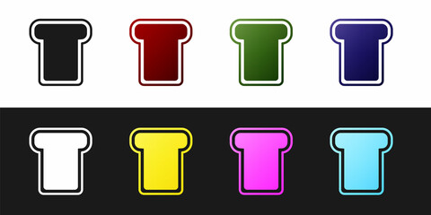 Fototapeta premium Set Bread toast for sandwich piece of roasted crouton icon isolated on black and white background. Lunch, dinner, breakfast snack. Vector