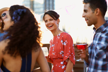 Friends at early evening party