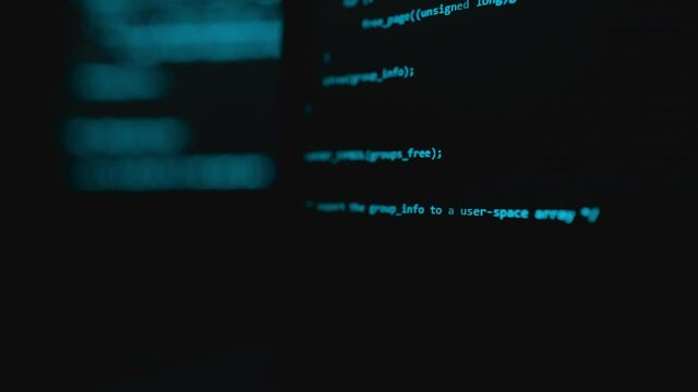 Writing programming code on laptop. Web site codes on computer monitor. Technology background. Software background. Programmer workplace. Abstract screen of software. Blockchain concept
