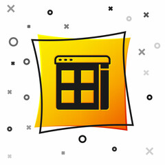 Black Browser files icon isolated on white background. Yellow square button. Vector
