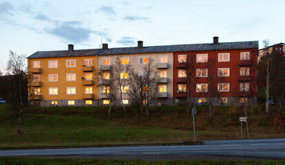 Obraz premium Buildings in Kiruna near the old railway station