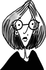 vector illustration caricature of funny woman in glasses isolated on white