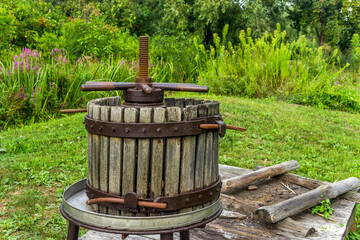 vintage wooden wine press