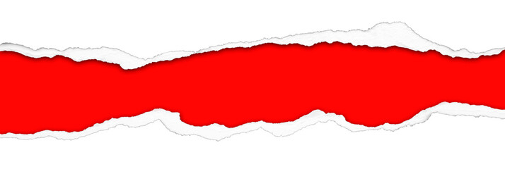 Ripped paper on red