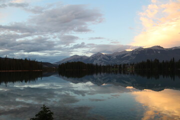 Reflections Of The Sunset, Jasper National Park, Alberta