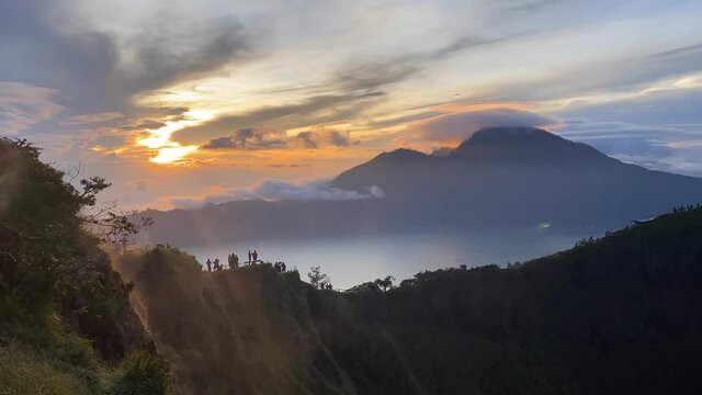 Mount Batur Bali. sunrise timelapse stock video