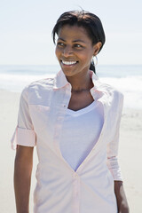 Fototapeta premium Smiling woman on a beach