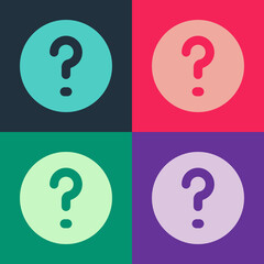 Pop art Speech bubbles with Question icon isolated on color background. FAQ sign. Chat speech bubble and chart. Vector