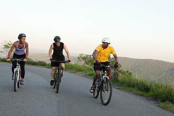 Three cyclists on the road