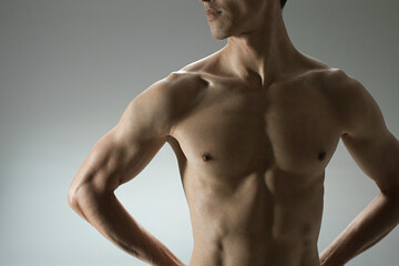 Muscular mature man, front view