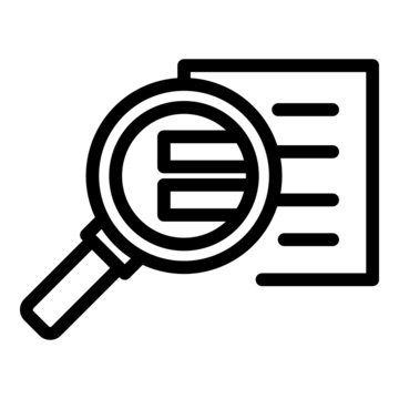 recommend clip art: Search document icon outline vector. Glass paper. Data review