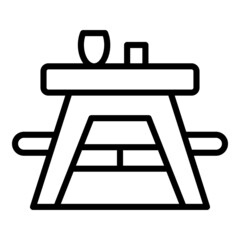 Outdoor table icon outline vector. Wooden picnic. Garden table