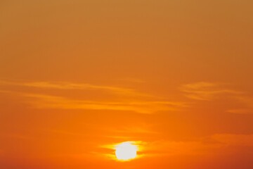 orange sky with sun at sunset