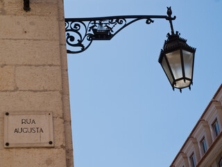 Street lamp in Rua Augusta, Lisbon