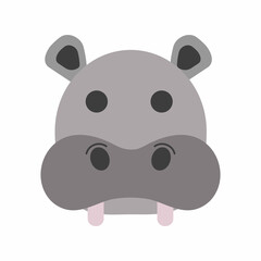 Cute hippo head icon. illustration.