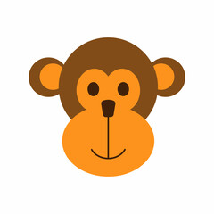illustration, funny chimpanzee head on a white background