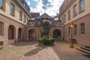 Colmar, France - 09 06 2021: Bartholdi museum. Bronze statue of the great supporters of the world by Bartholdi